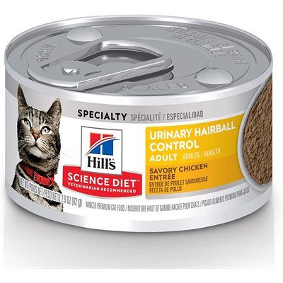 Hill&#39;s Science Diet Feline Adult Urinary &amp; Hairball Control Chicken Can 2.9Oz