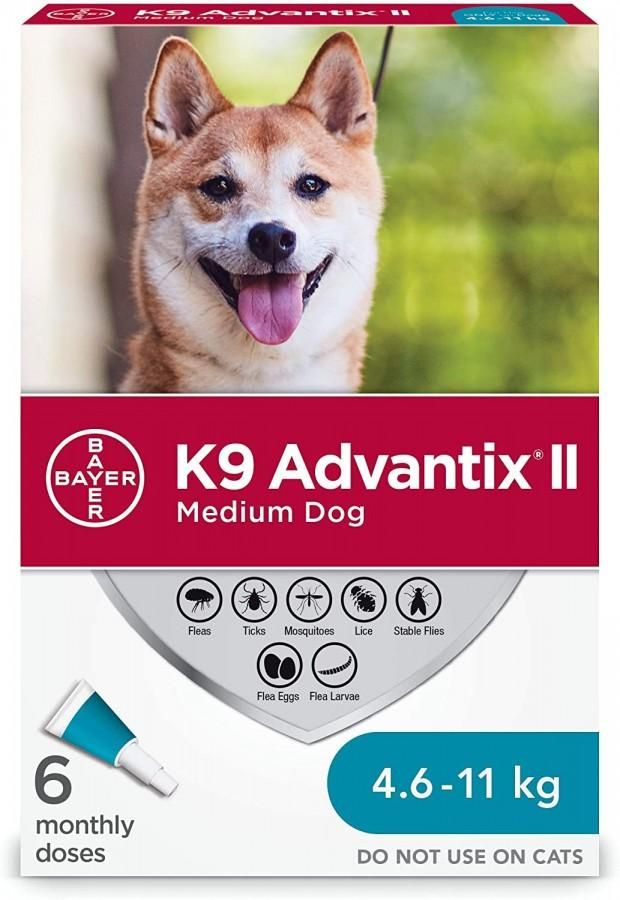 K9 Advantix II Medium Dog Once-A-Month Topical Flea &amp; Tick Treatment 4.6 To 11 Kg 6 Dose