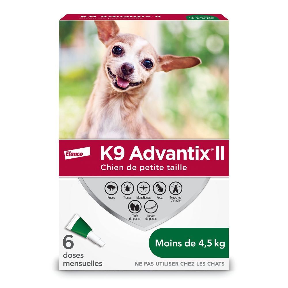 K9 Advantix II Small Dog Once-A-Month Topical Flea &amp; Tick Treatment Under 4.5 Kg 6 Dose