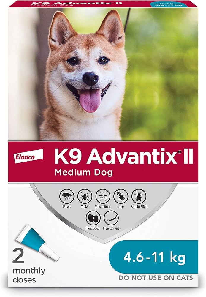 K9 Advantix II Medium Dog Once-A-Month Topical Flea &amp; Tick Treatment 4.6 To 11 Kg 2 Dose