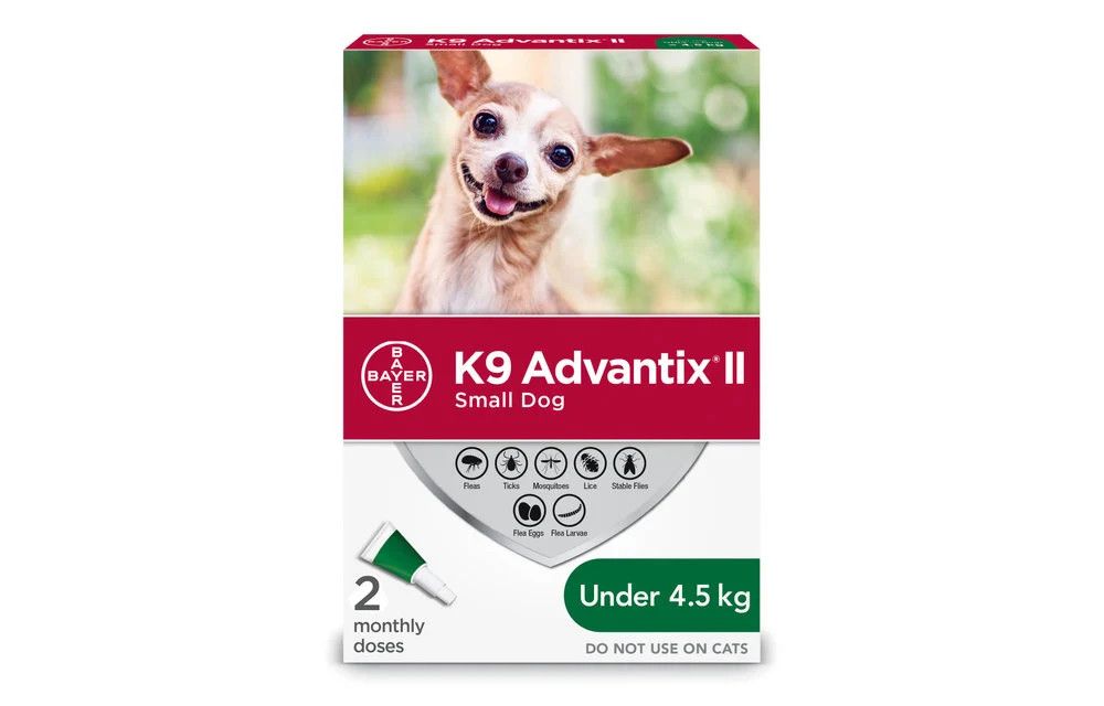 K9 Advantix II Small Dog Once-A-Month Topical Flea &amp; Tick Treatment Under 4.5 Kg 2 Dose