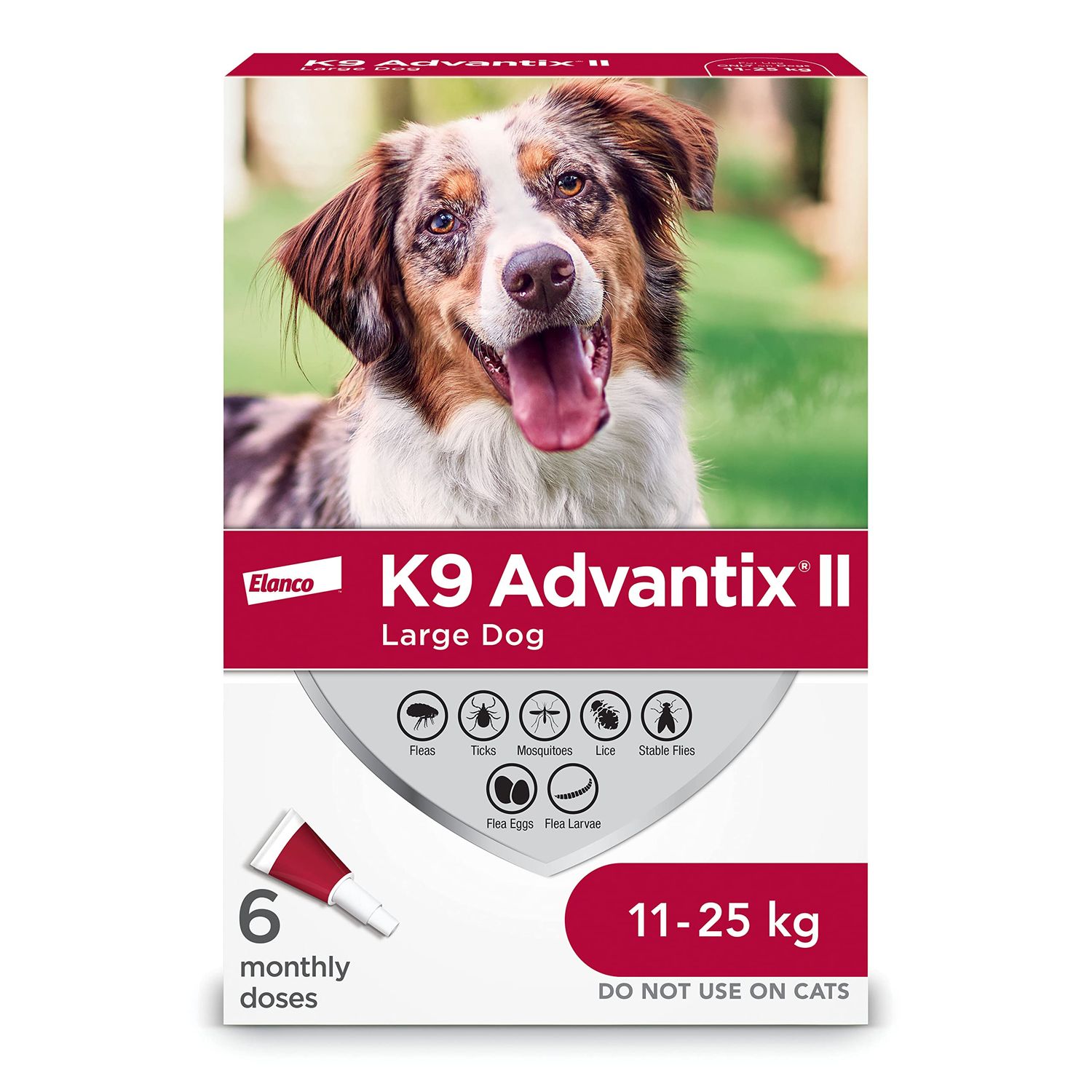 K9 Advantix II Large Dog Once-A-Month Topical Flea &amp; Tick Treatment 11 To 25 Kg 6 Dose