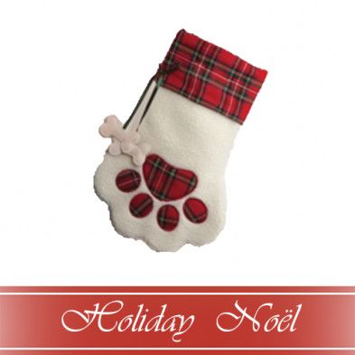 Spot Holiday 2 Bone Plaid Pawprint Pet Stocking