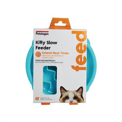 Outward Hound Petstages Kitty Slow Feeder Blue for Cats