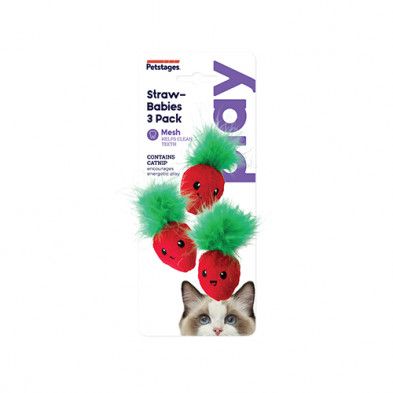 Outward Hound Petstages Straw-Babies Dental Catnip Cat Toy (3 Pack)