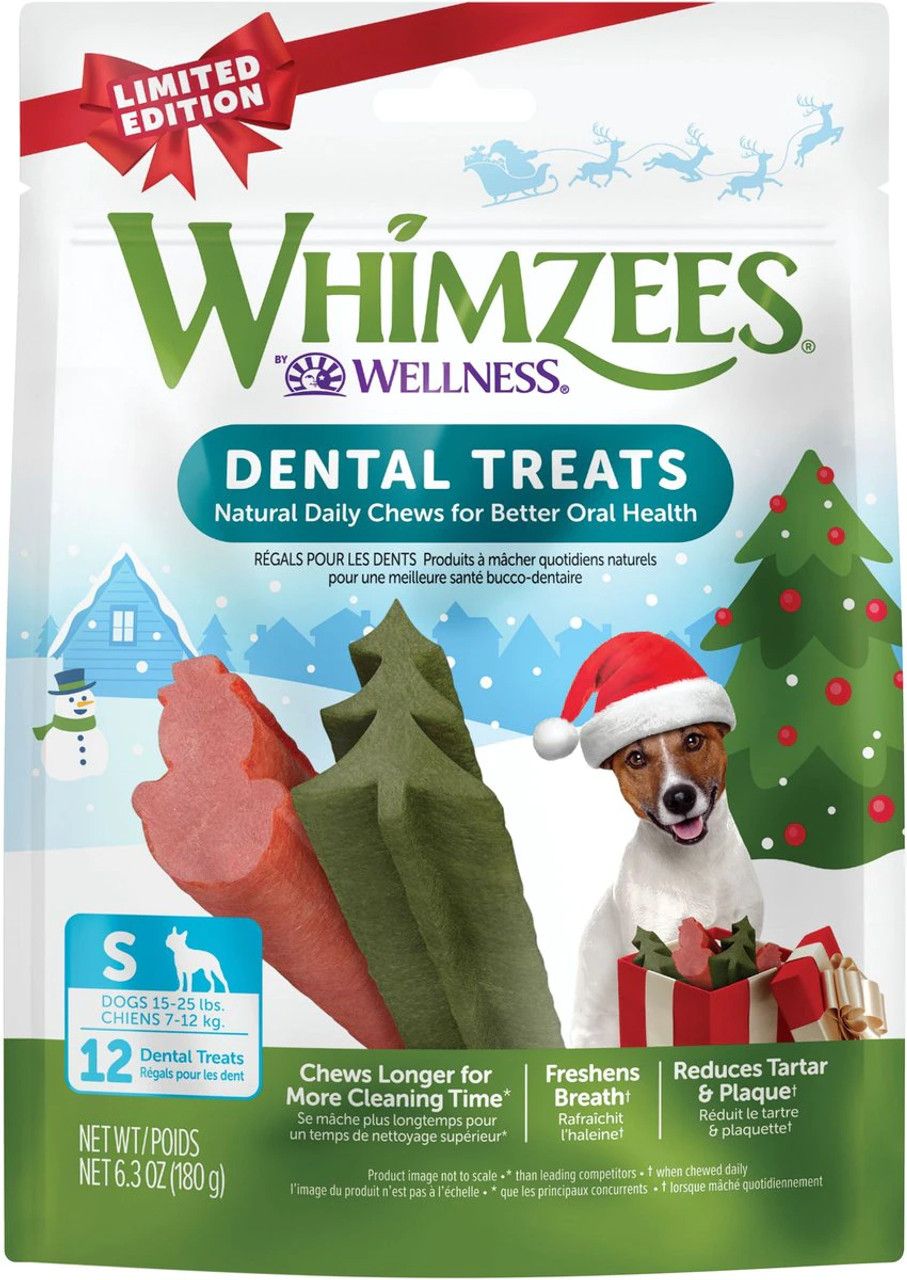 Whimzees Winter Shapes Variety Bag Small Dental Chew For Dogs 6.3 oz