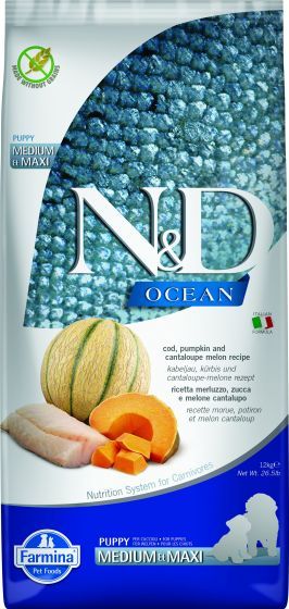 Farmina Ocean Cod Pumpkin &amp; Cantaloupe Puppy Med/Maxi Dog 12kg