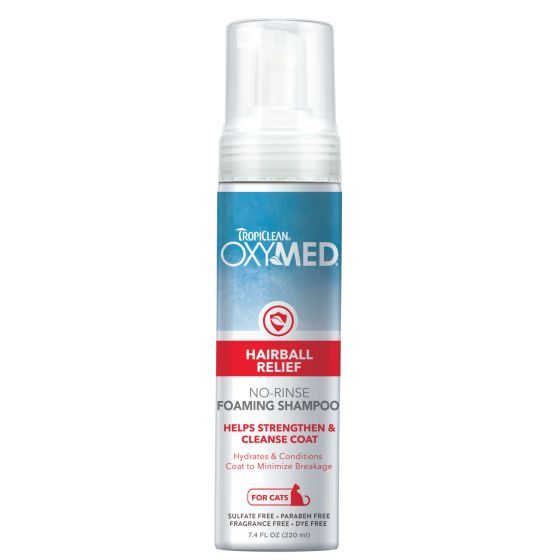 Tropiclean Oxymed Hairball Relief No Rinse Foaming Shampoo Cat 7.4oz