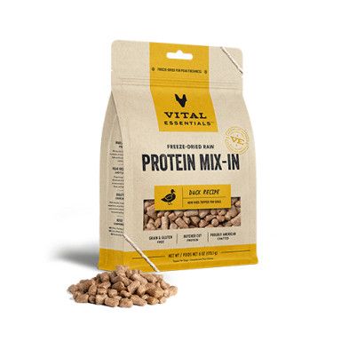Vital Essentials Freeze-Dried Raw Protein Mix-In Duck Recipe Mini Nibs Topper for Dogs 6 oz