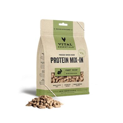 Vital Essentials Freeze-Dried Raw Protein Mix-In Rabbit Recipe Mini Nibs Topper for Dogs 6 oz