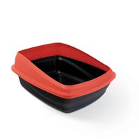 Catit Cat Pan with Removable Rim - Red &amp; Charcoal - Medium - 38 x 48 x 22 cm (15 x 18.9 x 8.6 in)