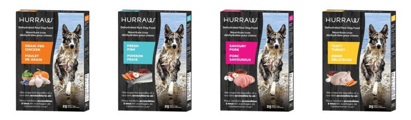 Hurraw Pork, Turkey, Chicken and Fish Dehydrated Raw Dog Food, 4 x 25 metric cups, (100 cups) (Mixed Box)