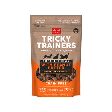 Cloud Star Tricky Trainers Chewy Grain Free Peanut Butter Dog Treats 5 oz