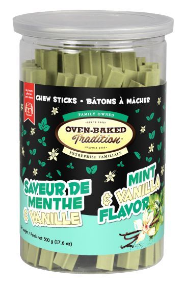 Oven Baked Tradition Mint Vanilla Flavor Chew Sticks Dog 500g
