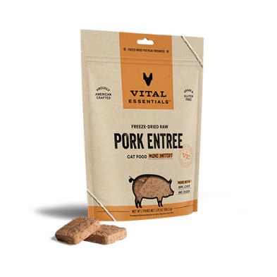 Vital Essentials Freeze-Dried Raw Pork Entree Cat Food Mini Patties 3.75 oz