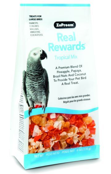 ZuPreem &quot;Real Rewards Tropical Mix&quot; Fruit &amp; Nut Treats For Medium Birds 6oz (Cs=12)