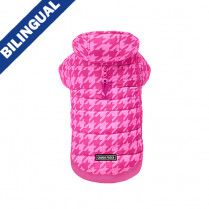 Canada Pooch Prism Puffer Pink Houndstooth , Size: 8