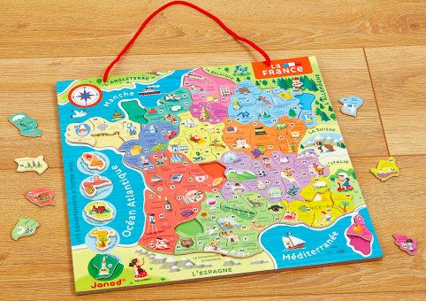 Puzzle magnétique "Carte de la France" 93 pièces - Janod