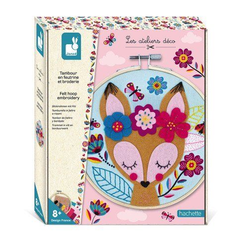 Tambour en feutrine et broderie faon - Janod