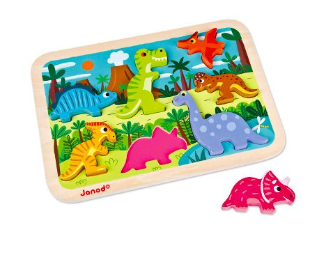 Chunky puzzle " Dinosaures " en bois 7 pièces - Janod