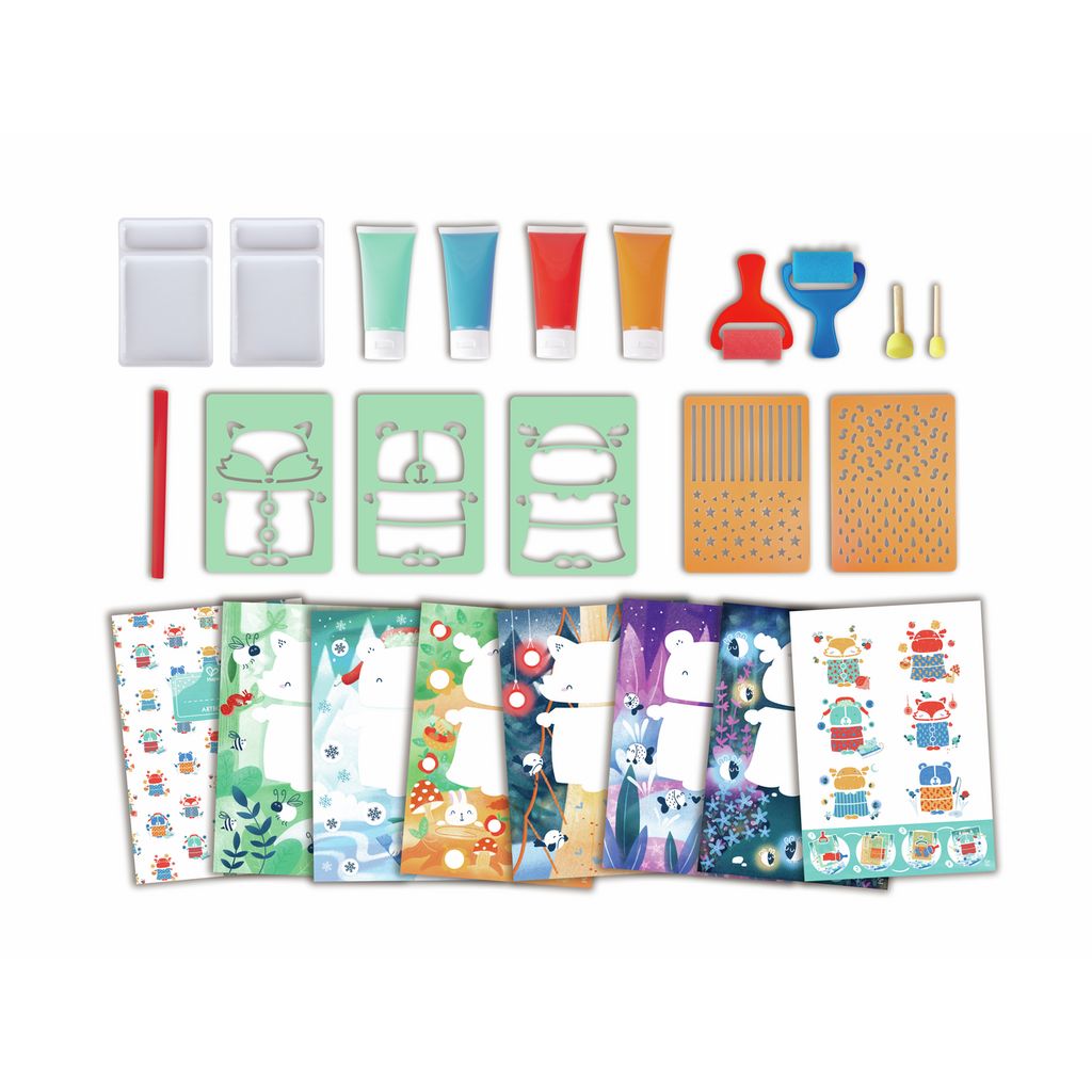 Coffret artistique : peintures à l'éponge