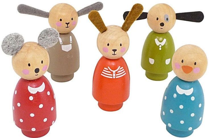 Set de 5 personnages en bois " La Grande Famille " - Moulin Roty