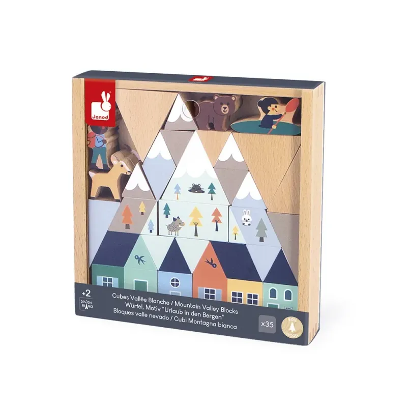 Set de 35 cubes en bois Vallée blanche "cross roads" - Janod