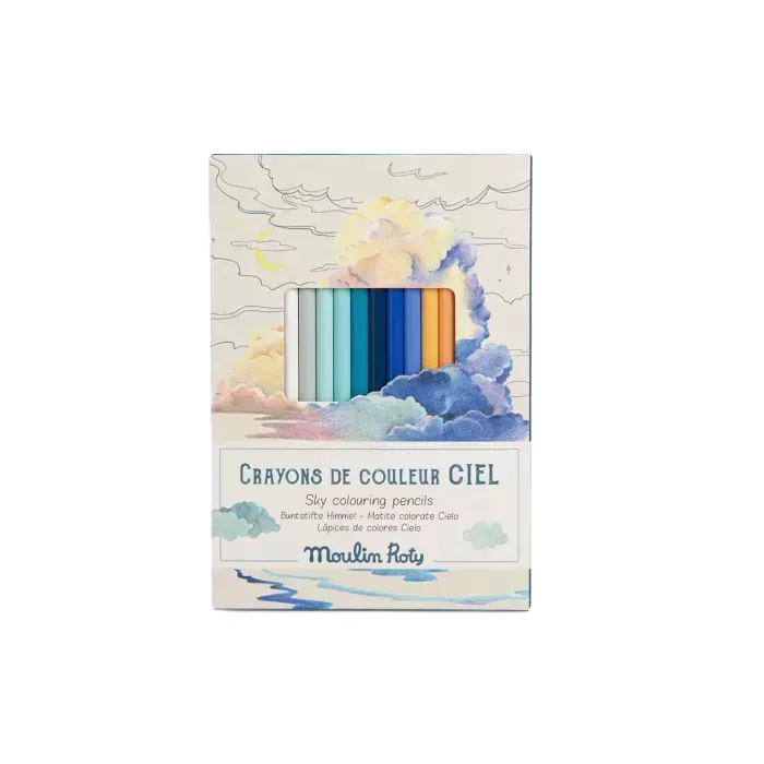12 crayons de couleurs ciel - Moulin Roty