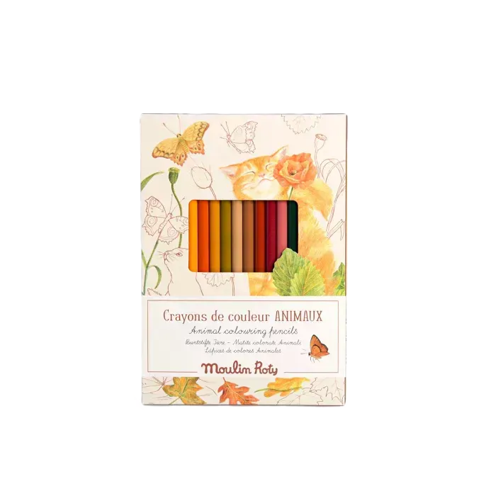 12 crayons de couleurs animaux - Moulin Roty