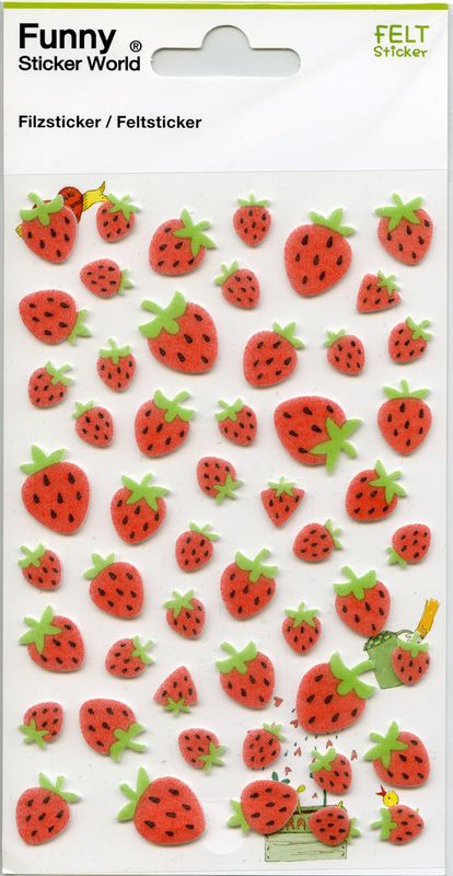 Klistremerker av filt - Jordbær