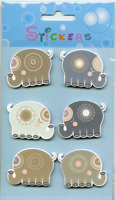 Klistremerker av tre - Elefanter