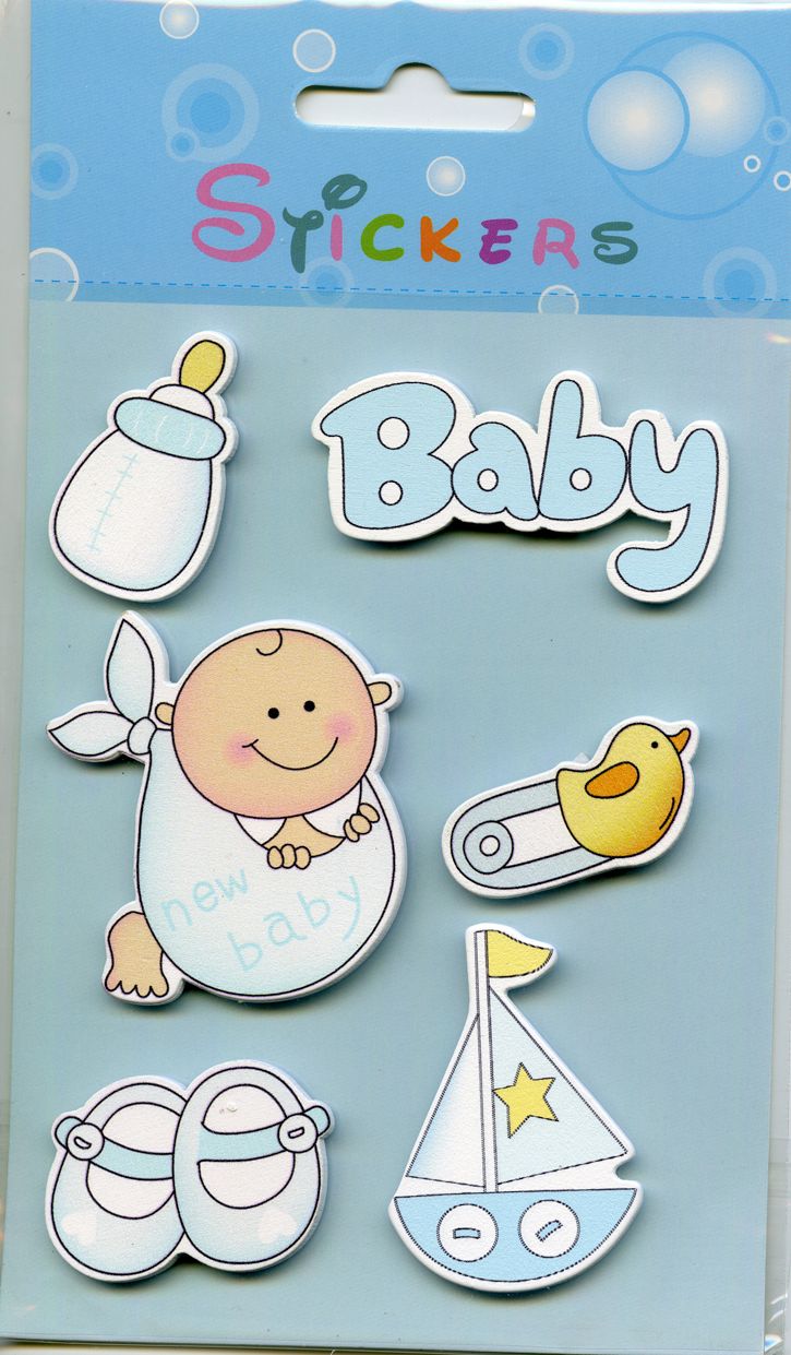 Klistremerker av tre - Baby blå