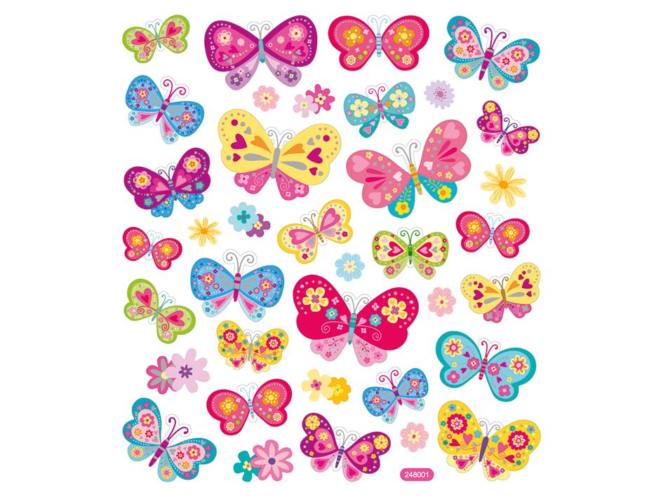 Klistremerker – Sommerfugler m/glitter