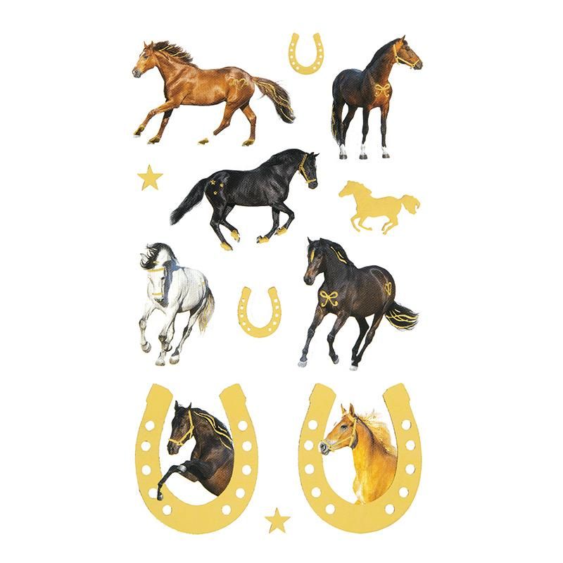 Klistremerker – Hester med gull