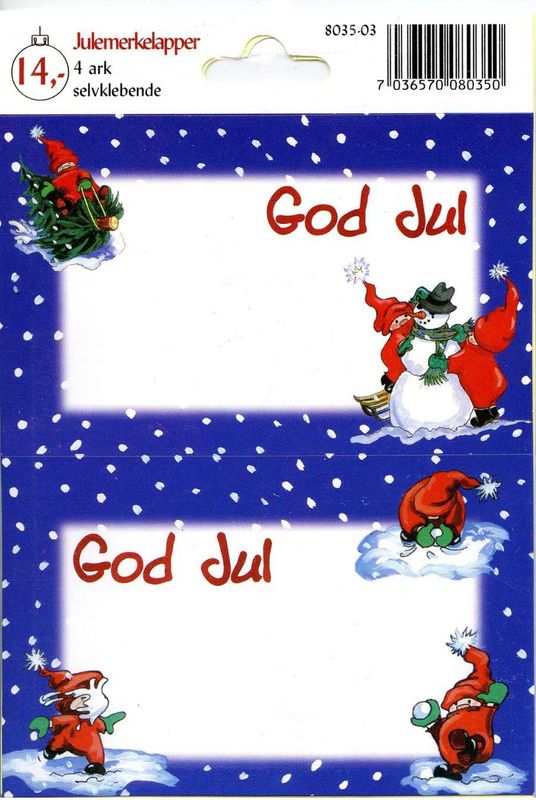 Merkelapper - Blå med snømann