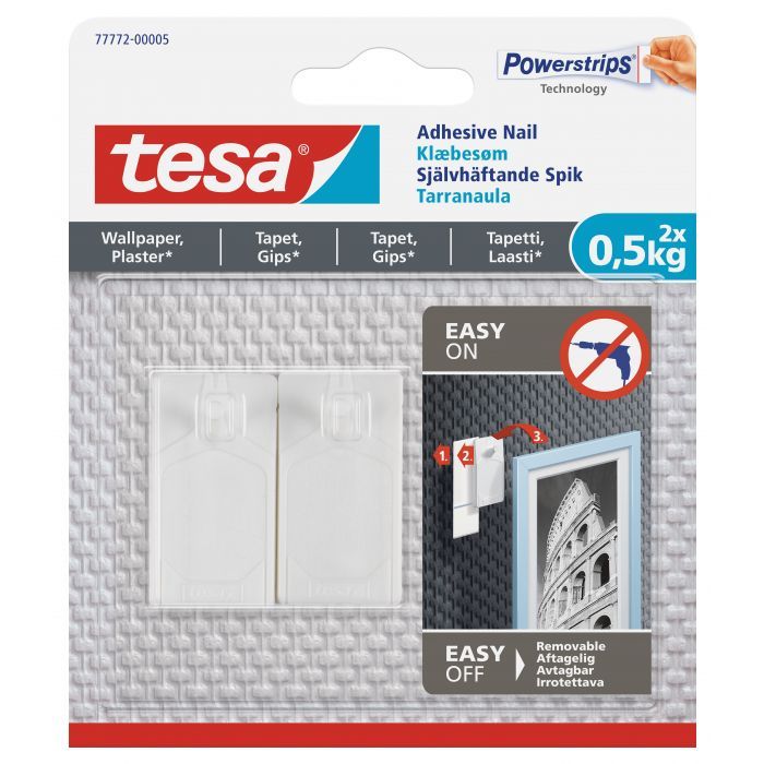 Tesa Opphengsspiker for rammer og lerret - Inntil 0,5 kg