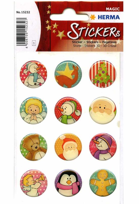 Klistremerker Runde julemotiver