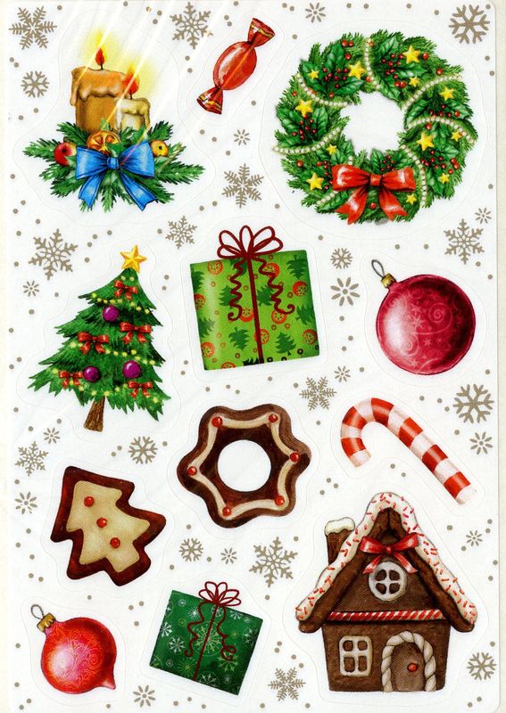 Klistremerker - Julemotiver med glitter