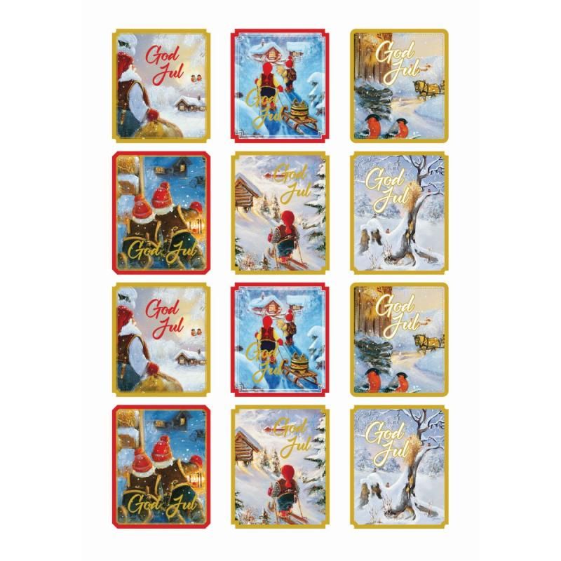 Klistremerker - Eksklusive julemotiver firkantet