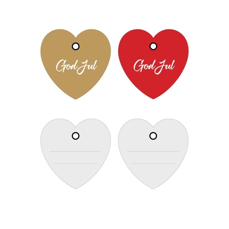 Julemerkelapper -  hjerter "God jul"