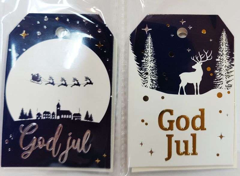 Julemerkelapper - blå med gull