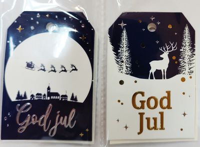 Julemerkelapper - blå med gull