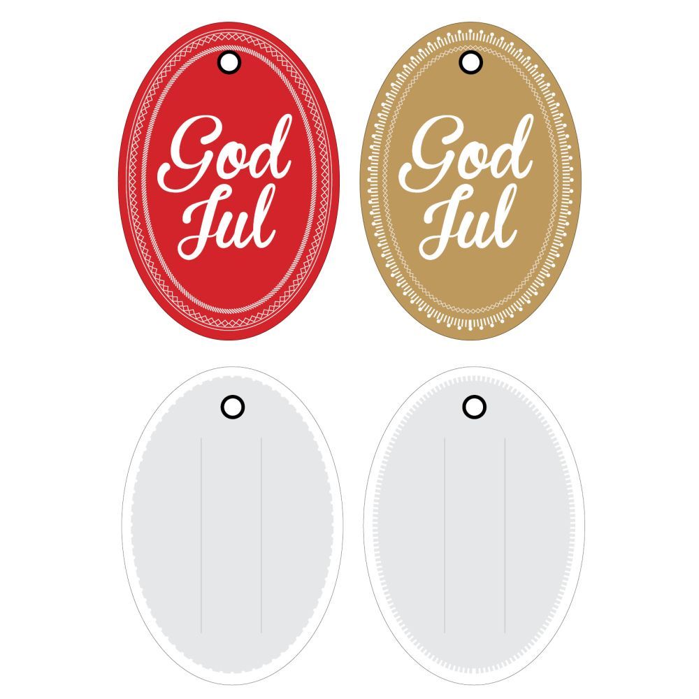 Julemerkelapper -  ovale &quot;God jul&quot;