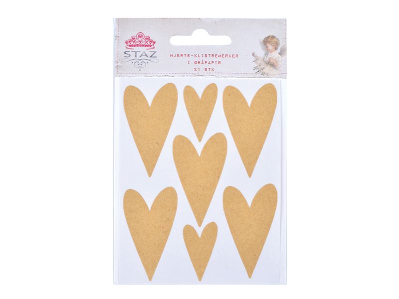 Klistremerker – Hjerter Gråpapir