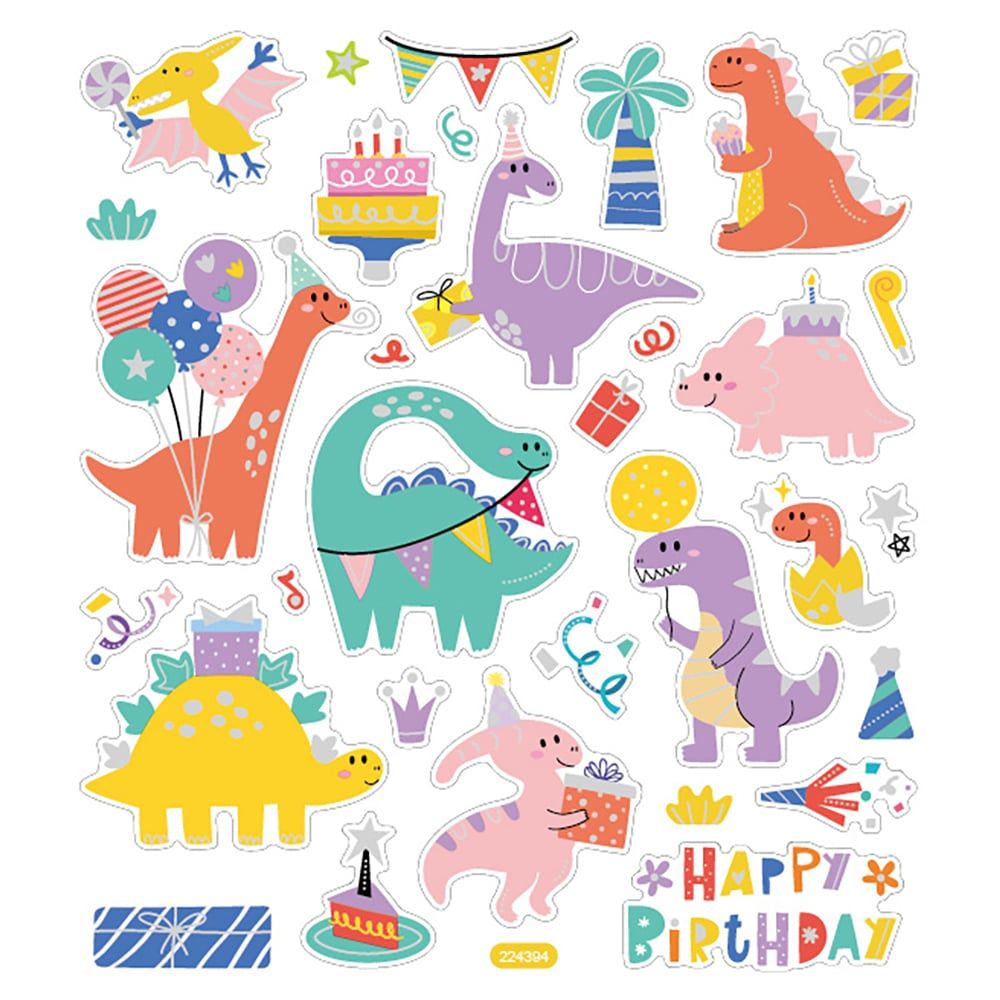 Klistremerker –Bursdag dinosaur