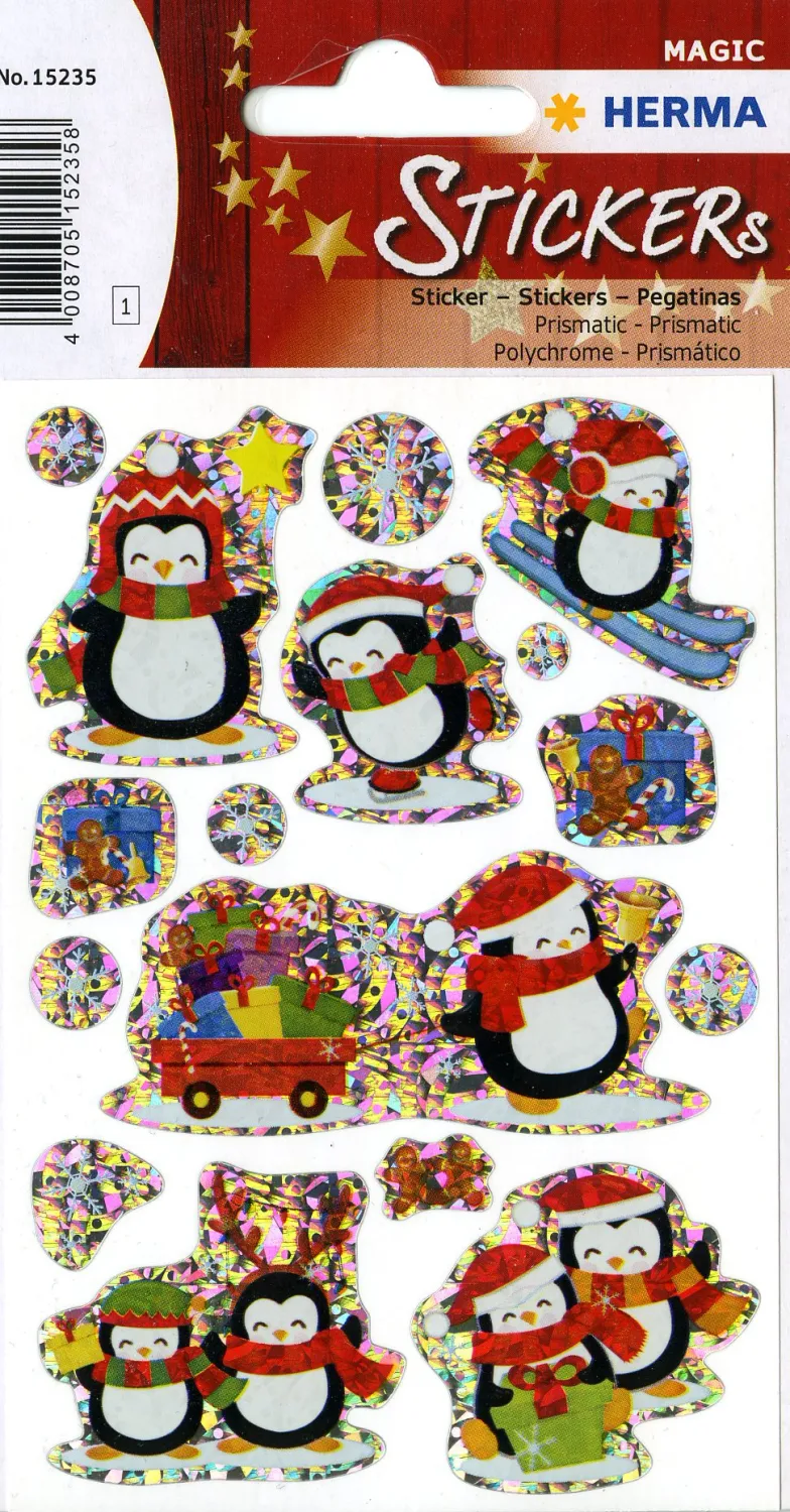 Klistremerker Pingviner jul
