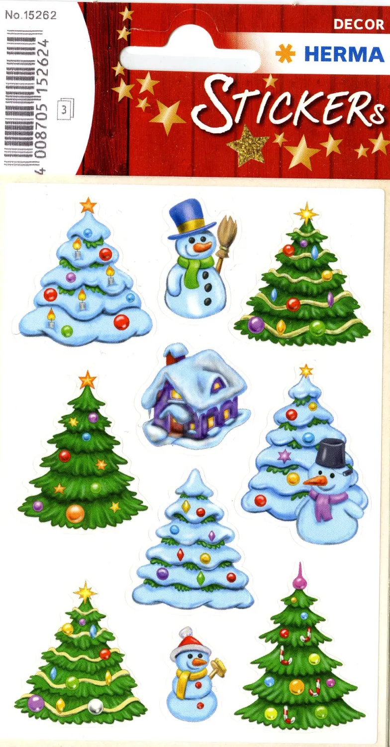 Klistremerker Juletrær