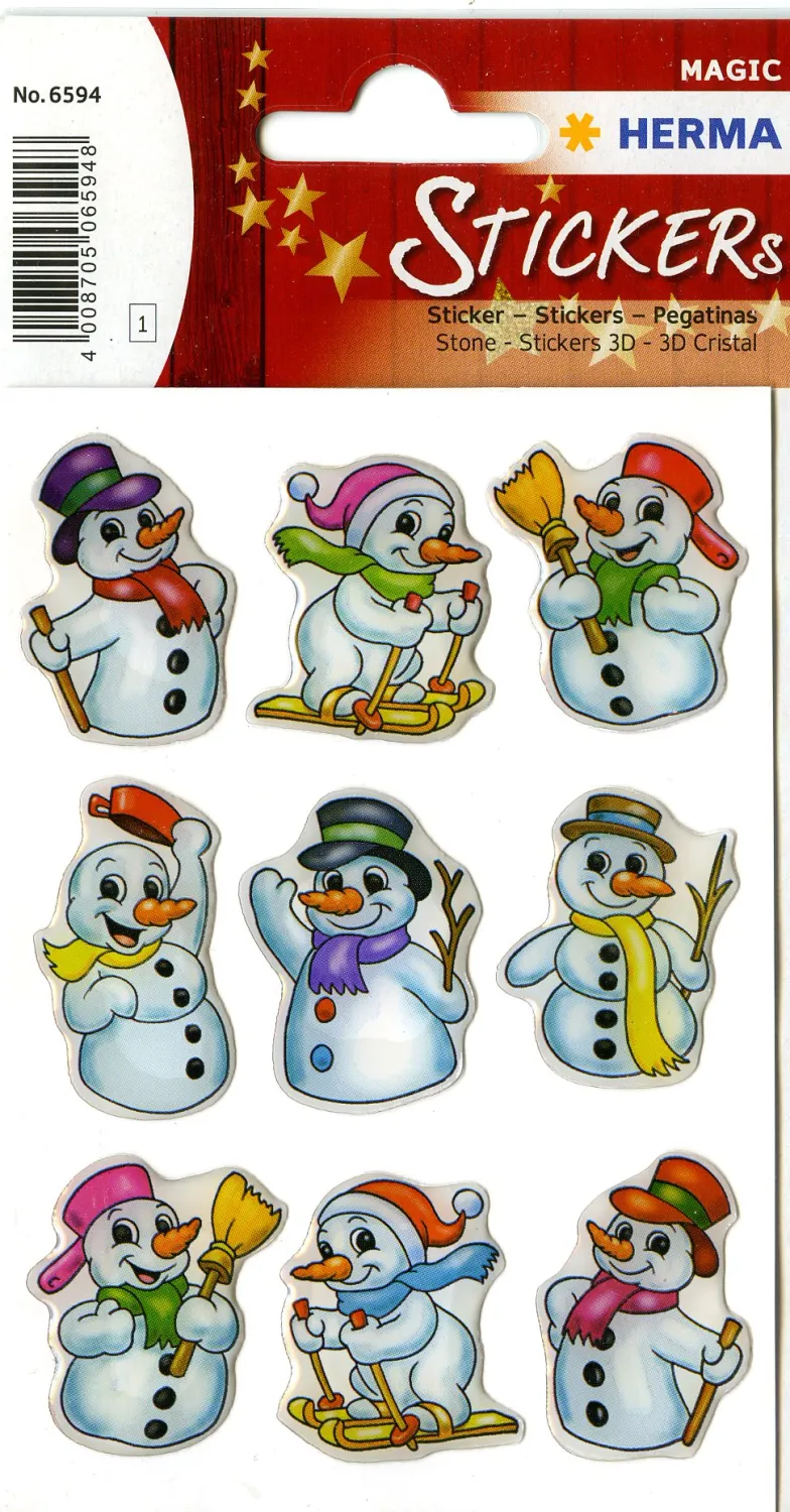 Klistremerker Snømenn 3D