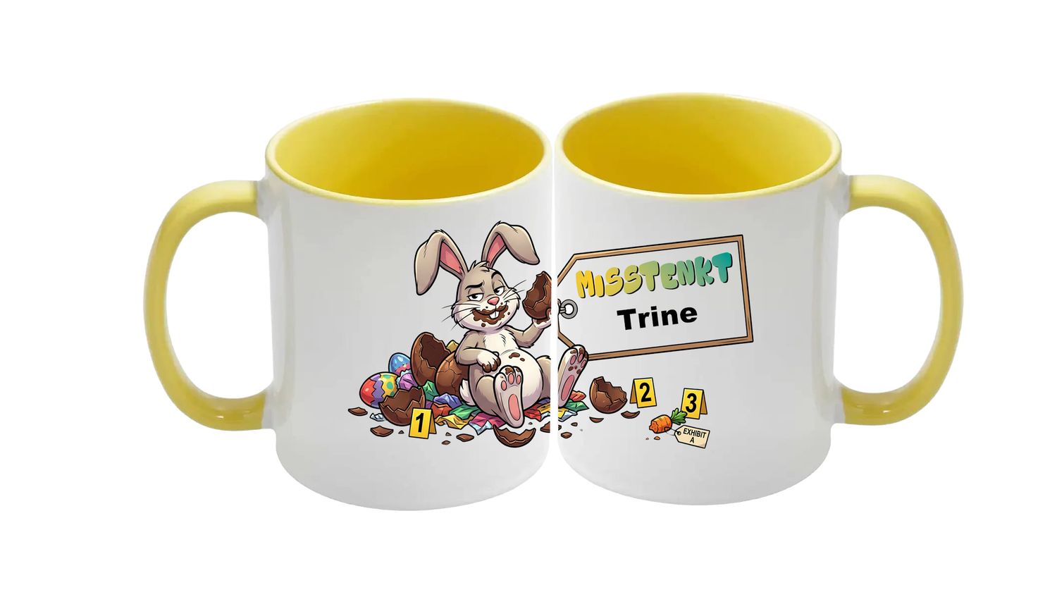 Påskekrus med eget navn - gul innside