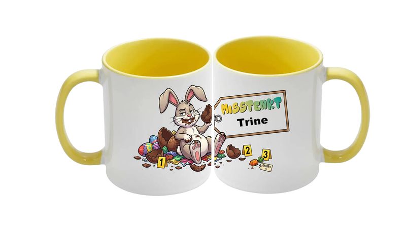 Påskekrus med eget navn - gul innside